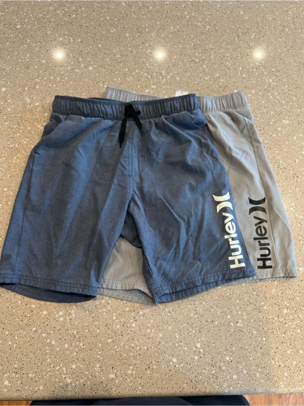 Hurley Boy’s Blue and Gray Athletic Elastic-Waist Shorts
